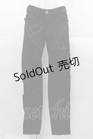 画像: NAOTO SEVEN / 切りっぱなし&ラインデザインパンツ  黒 I-25-11-04-083-HN-PA-SA-ZI