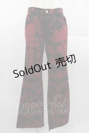 画像: ALGONQUINS / にじみプリントパンツ  赤Ｘ黒 I-25-11-04-084-AL-PA-SA-ZI