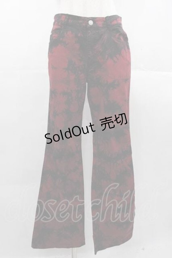 画像1: ALGONQUINS / にじみプリントパンツ  赤Ｘ黒 I-25-11-04-084-AL-PA-SA-ZI (1)