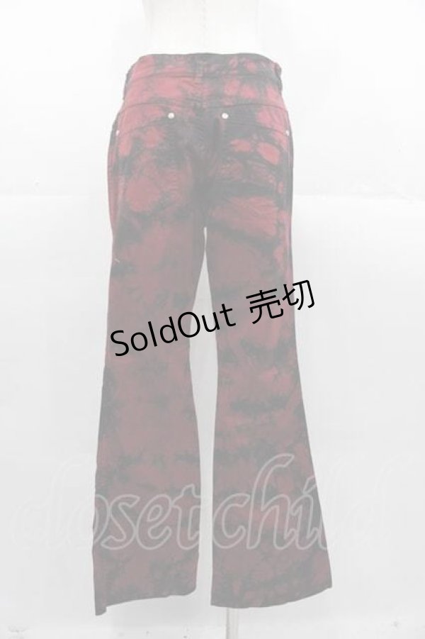 画像2: ALGONQUINS / にじみプリントパンツ  赤Ｘ黒 I-25-11-04-084-AL-PA-SA-ZI (2)