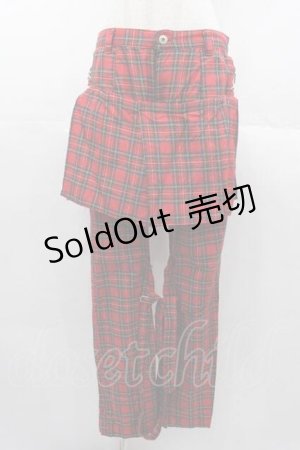 画像: HELL CAT PUNKS / タータンチェックボンテージパンツ M 赤チェック I-25-11-04-085-PU-PA-SA-ZI