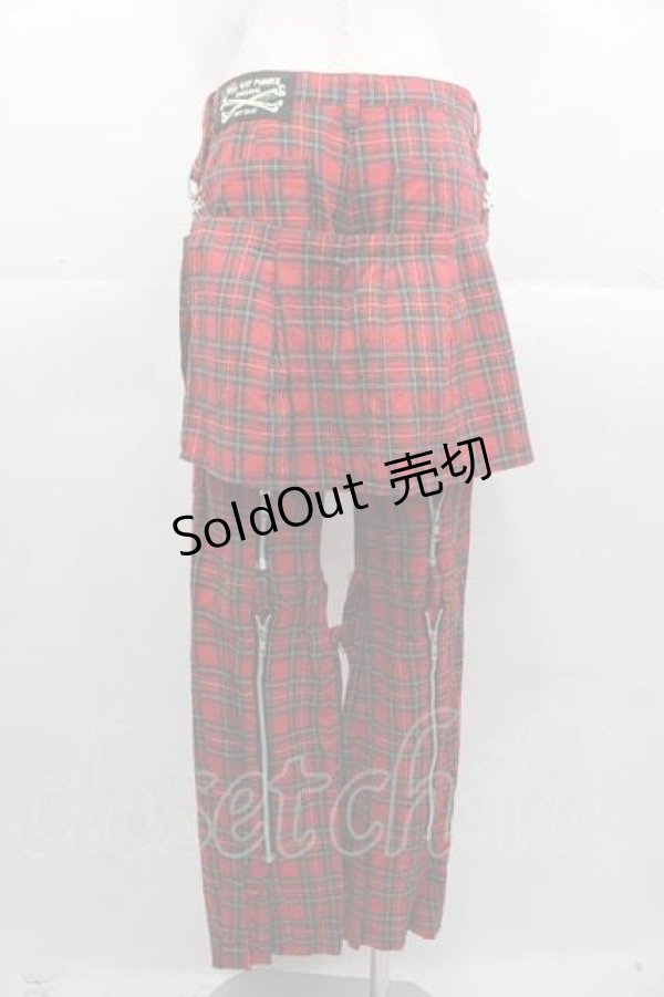 画像2: HELL CAT PUNKS / タータンチェックボンテージパンツ M 赤チェック I-25-11-04-085-PU-PA-SA-ZI (2)