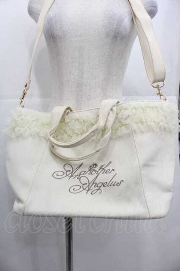 画像2: an another angelus / チュールフリルキャンバストートバッグ  アイボリー I-25-11-04-092-CA-BG-SA-ZI (2)
