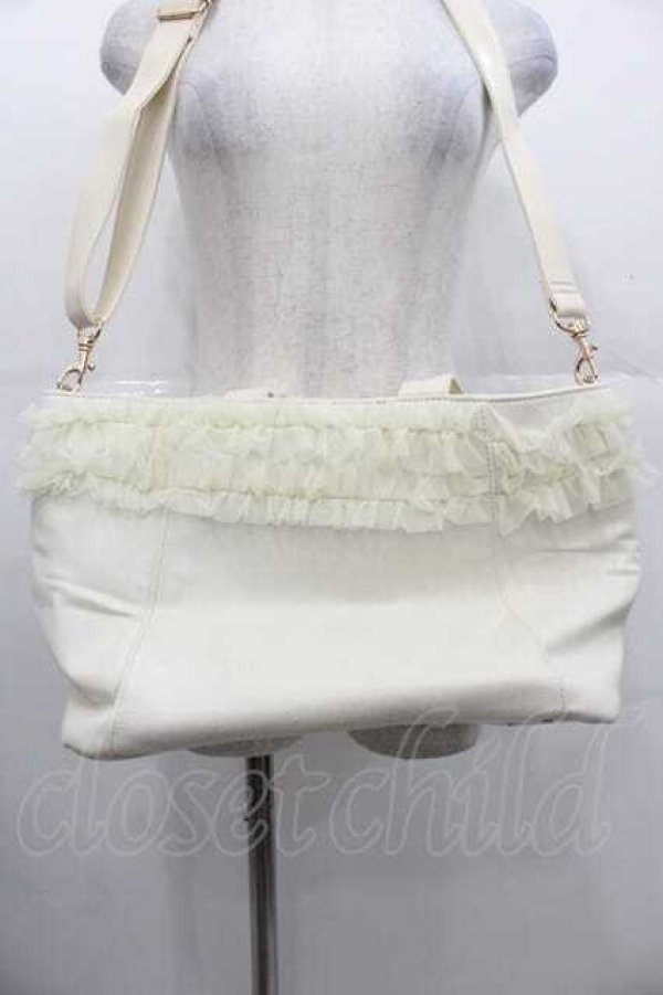 画像3: an another angelus / チュールフリルキャンバストートバッグ  アイボリー I-25-11-04-092-CA-BG-SA-ZI (3)
