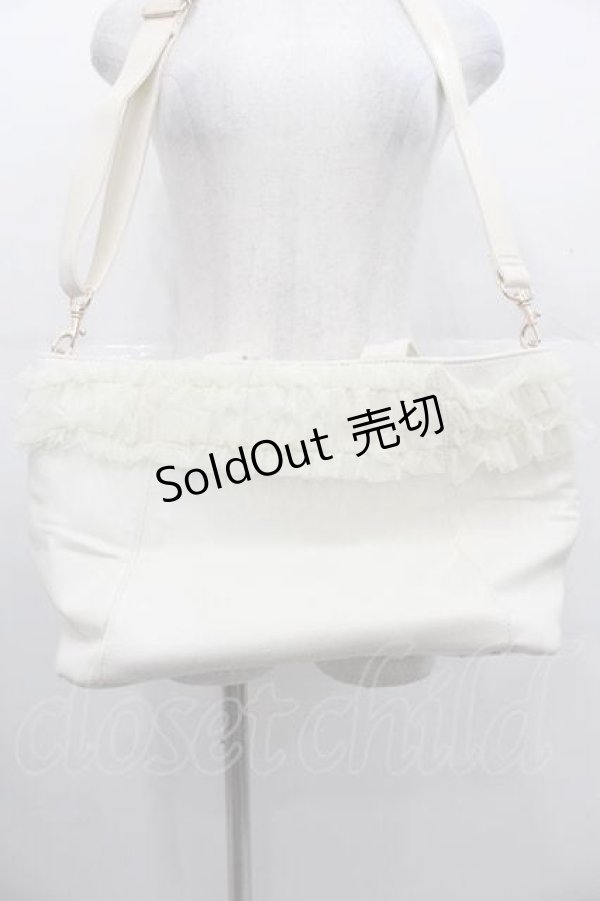 画像3: an another angelus / チュールフリルキャンバストートバッグ  アイボリー I-25-11-04-092-CA-BG-SA-ZI (3)