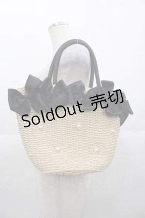 画像: axes femme POETIQUE / リボン雑材風バッグ  アイボリーＸ黒 I-25-11-04-093-AX-BG-SA-ZI