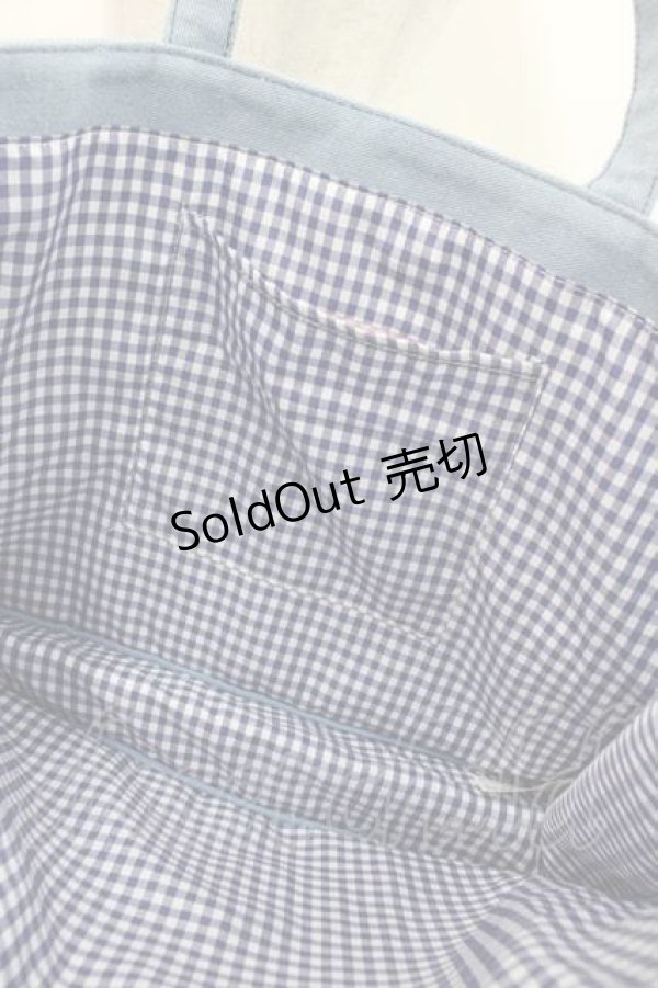 画像3: Maison de FLEUR / デニムブランドロゴ刺繍トートバッグ  ブルー I-25-11-04-098-LO-BG-SA-ZI (3)