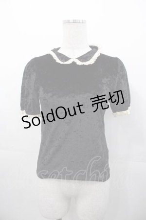 画像: Rose Marie seoir / ベルベット半袖トップス  黒Ｘ生成り I-25-11-04-012-EL-TO-SA-ZI