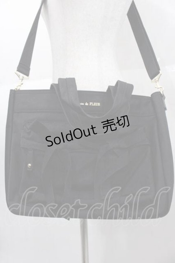 画像2: Maison de FLEUR / ボンネルリボンショルダーバッグ  黒 I-25-11-04-100-LO-BG-SA-ZI (2)