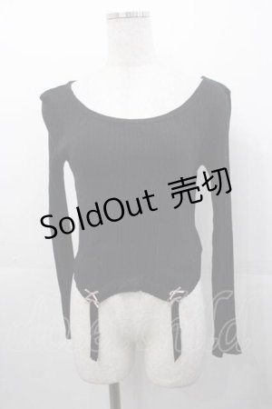 画像: mon lily / ガーターリボンデザインカットソー  黒Ｘピンク I-25-11-04-013-LO-TO-SA-ZI
