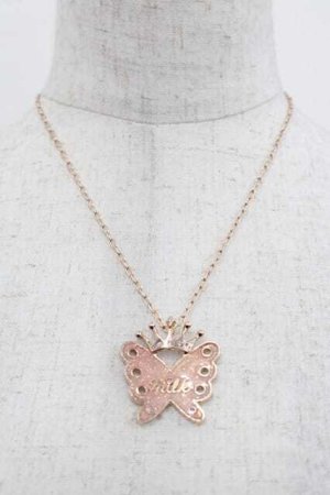 画像: MILK / クラウン&蝶モチーフネックレス  ピンク I-25-11-04-108-ML-AC-SA-ZI