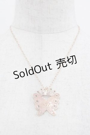画像: MILK / クラウン&蝶モチーフネックレス  ピンク I-25-11-04-108-ML-AC-SA-ZI