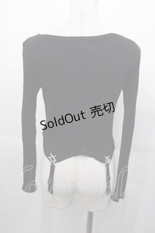 画像2: mon lily / ガーターリボンデザインカットソー  黒Ｘピンク I-25-11-04-013-LO-TO-SA-ZI (2)