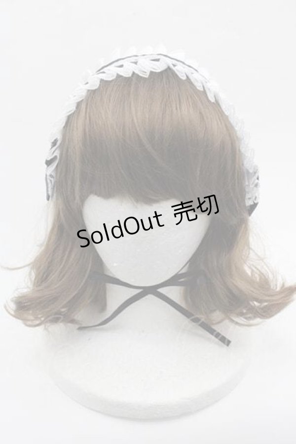 画像2: LOLITAその他(お買取対象外) / プリーツサテン&リボンヘッドドレス  白Ｘ黒 I-25-11-04-112-LO-AC-SA-ZI (2)