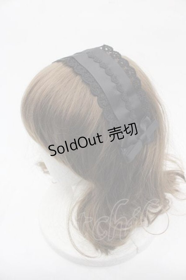 画像1: m petit by misako / ハートレースリボンヘッドドレス  黒 I-25-11-04-115-LO-AC-SA-ZI (1)
