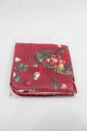 画像: PINK HOUSE / 野ばらとチェリー柄タオル  赤 I-25-11-04-120-LO-ZA-SA-ZI