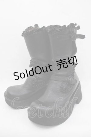 画像: MIHO MATSUDA / フリルブーツ  ブラック I-25-11-04-125-GO-SH-SA-ZI