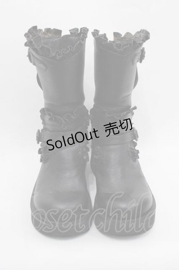 画像2: MIHO MATSUDA / フリルブーツ  ブラック I-25-11-04-125-GO-SH-SA-ZI (2)