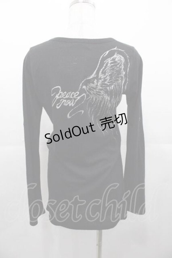 画像2: PEACE NOW / ラメ片翼プリントロングカーディガン  黒Ｘシルバー I-25-11-04-017-PU-TO-SA-ZI (2)