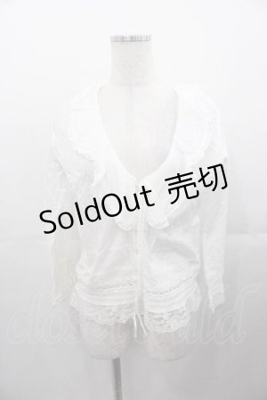 画像: INGEBORG / Vネックフリル長袖ブラウス S ホワイト I-25-11-04-020-LO-BL-SA-ZI