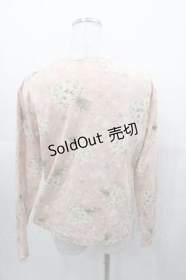 画像2: PINK HOUSE / ブーケプリント長袖ハシゴレースプルオーバー L ピンク I-25-11-04-025-LO-TS-SA-ZI (2)