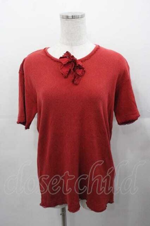 画像1: PINK HOUSE / リボン付き半袖プルオーバー  レッド I-25-11-04-027-LO-TO-SA-ZI (1)