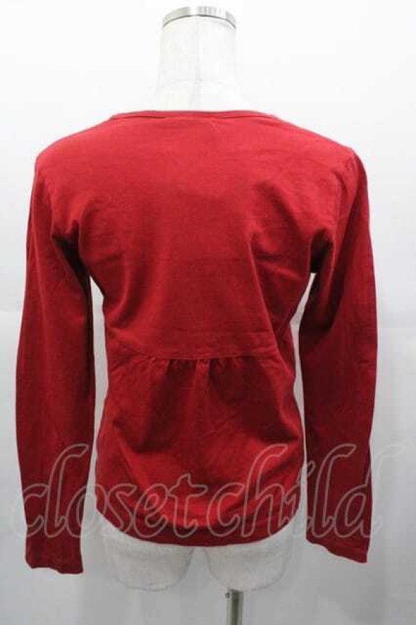 画像2: PINK HOUSE / 胸元&裾袖刺繍長袖トップス M レッド I-25-11-04-028-LO-TO-SA-ZI (2)