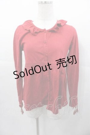 画像: PINK HOUSE / 袖紐絞りカットソーカーディガン M レッド I-25-11-04-029-LO-TO-SA-ZI