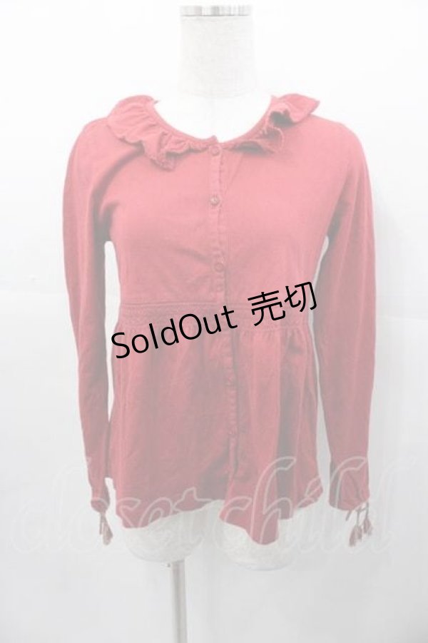 画像1: PINK HOUSE / 袖紐絞りカットソーカーディガン M レッド I-25-11-04-029-LO-TO-SA-ZI (1)