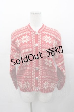 画像: PINK HOUSE / 雪の結晶カーディガン  赤Ｘ白 I-25-11-04-033-LO-TO-SA-ZI