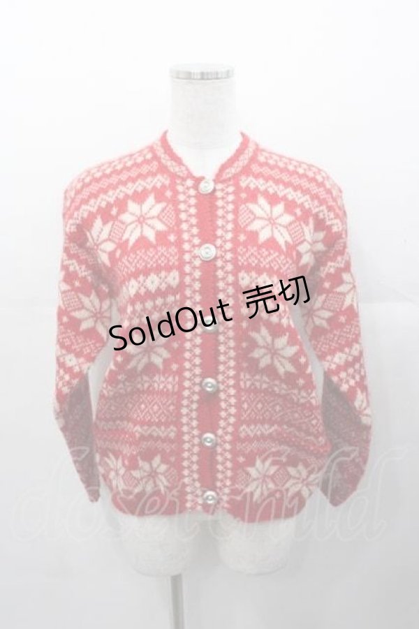 画像1: PINK HOUSE / 雪の結晶カーディガン  赤Ｘ白 I-25-11-04-033-LO-TO-SA-ZI (1)