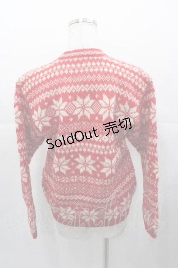 画像2: PINK HOUSE / 雪の結晶カーディガン  赤Ｘ白 I-25-11-04-033-LO-TO-SA-ZI (2)