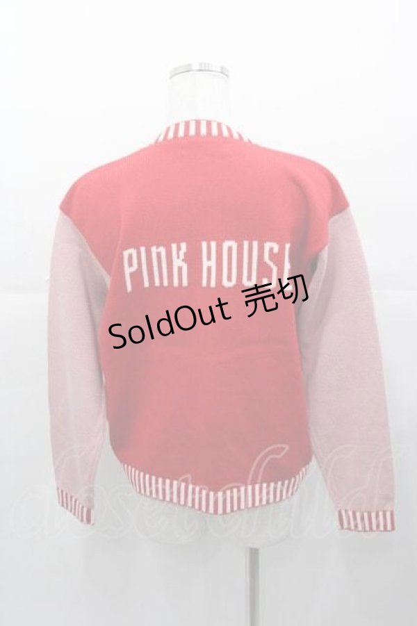 画像2: PINK HOUSE / ボーダー切替ニットカーディガン  赤Ｘピンク I-25-11-04-034-LO-TO-SA-ZI (2)