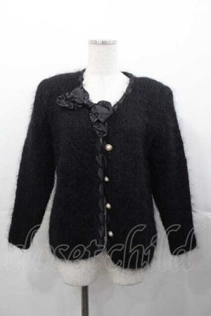 画像: INGEBORG / パールボタンニットカーディガン  黒 I-25-11-04-035-LO-TO-SA-ZI