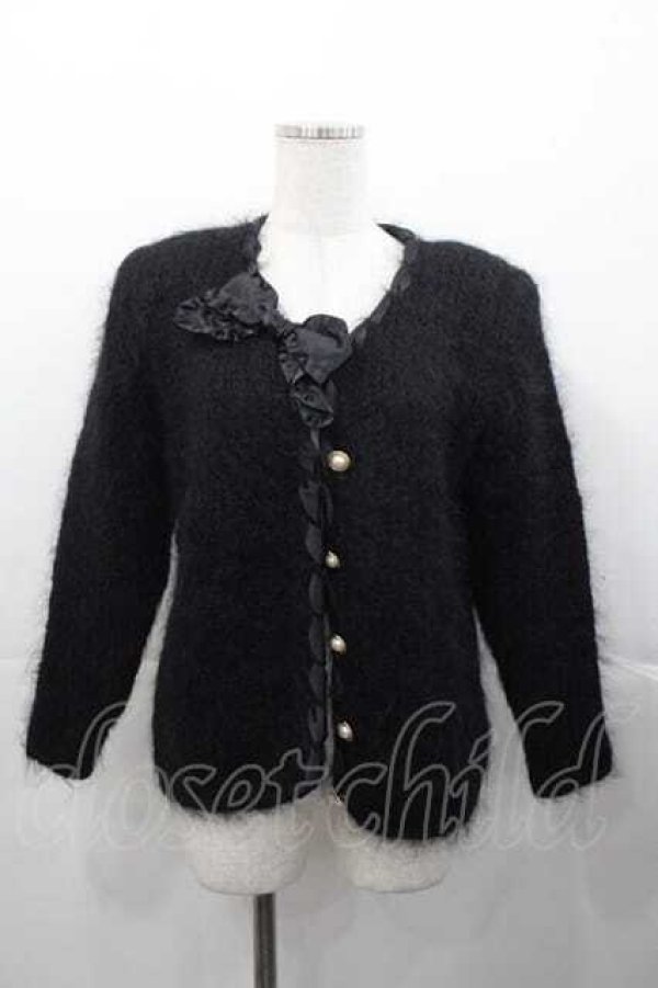 画像1: INGEBORG / パールボタンニットカーディガン  黒 I-25-11-04-035-LO-TO-SA-ZI (1)