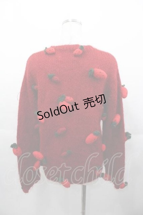 画像2: PINK HOUSE / いちご編みぐるみモヘアニットカーディガン  レッド I-25-11-04-036-LO-TO-SA-ZI (2)