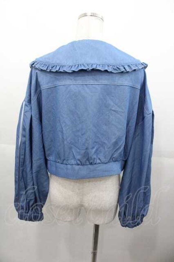 画像2: axes femme POETIQUE / ビック襟配色ラインブルゾン M ブルー I-25-11-04-038-AX-JA-SA-ZI (2)