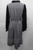 画像2: axes femme / チェックリボンドッキングワンピース  黒Ｘグレー I-25-11-04-046-AX-OP-SA-ZI (2)