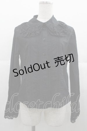 画像: BABY,THE STARS SHINE BRIGHT / 袖ピンタックブラウス(2重衿ver.)  黒 I-25-11-07-001-BA-BL-SA-ZI