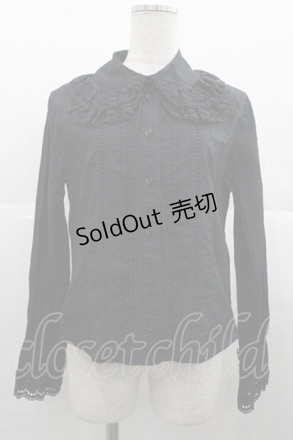 画像1: BABY,THE STARS SHINE BRIGHT / 袖ピンタックブラウス(2重衿ver.)  黒 I-25-11-07-001-BA-BL-SA-ZI (1)