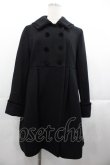 画像1: Jane Marple / ベルベットリボントリミングコート  黒 I-25-11-07-042-JM-CO-SA-ZI (1)