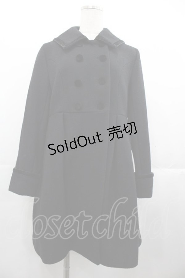 画像1: Jane Marple / ベルベットリボントリミングコート  黒 I-25-11-07-042-JM-CO-SA-ZI (1)