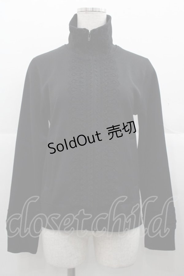 画像1: Jane Marple Dans Le Salon / フロントレースハイネックブルゾン  黒 I-25-11-07-005-JM-JA-SA-ZI (1)