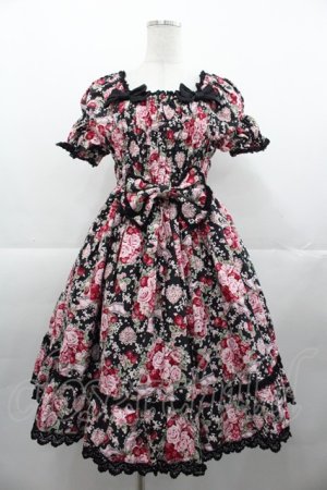 画像: BABY,THE STARS SHINE BRIGHT / シュガーブーケ〜永遠の乙女の憧れ〜柄シャーリングワンピース  黒 I-25-11-07-053-BA-OP-SA-ZI