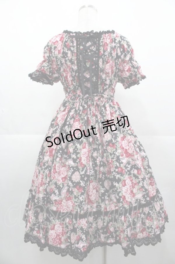 画像2: BABY,THE STARS SHINE BRIGHT / シュガーブーケ〜永遠の乙女の憧れ〜柄シャーリングワンピース  黒 I-25-11-07-053-BA-OP-SA-ZI (2)