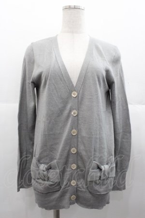 画像: Jane Marple Dans Le Salon / サイドリボンポケットニットカーディガン  グレー I-25-11-07-006-JM-TO-SA-ZI