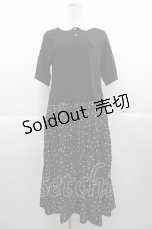 画像: Jane Marple Dans Le Salon / ドット切替半袖ワンピース  黒Ｘ白 I-25-11-07-063-JM-OP-SA-ZI