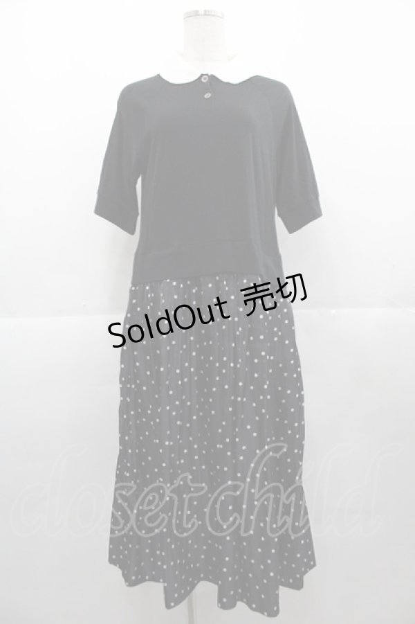 画像1: Jane Marple Dans Le Salon / ドット切替半袖ワンピース  黒Ｘ白 I-25-11-07-063-JM-OP-SA-ZI (1)