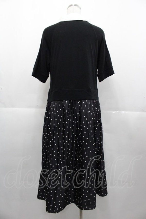 画像2: Jane Marple Dans Le Salon / ドット切替半袖ワンピース  黒Ｘ白 I-25-11-07-063-JM-OP-SA-ZI (2)