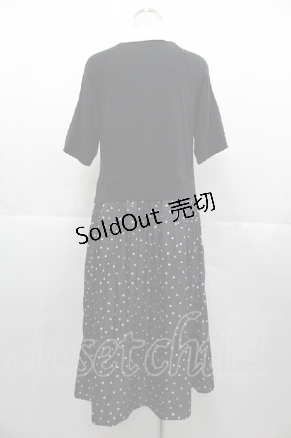 画像2: Jane Marple Dans Le Salon / ドット切替半袖ワンピース  黒Ｘ白 I-25-11-07-063-JM-OP-SA-ZI (2)
